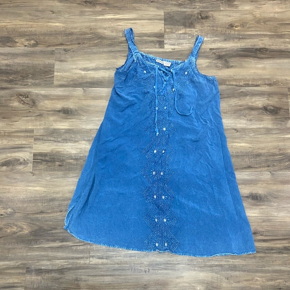 Raya Sun Blue Embroidered Denim Dress - Picture 1 of 4